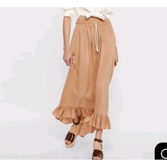 Zara Dresses & Skirts - Zara Collection Ruffle Hem Maxi Skirt Caramel Brown Boho size Midium Festival